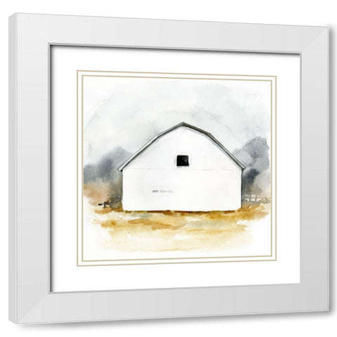 White Barn Watercolor II White Modern Wood Framed Art Print with Double Matting by Barnes, Victoria