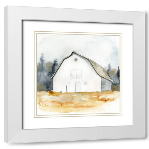 White Barn Watercolor III White Modern Wood Framed Art Print with Double Matting by Barnes, Victoria