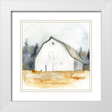 White Barn Watercolor III White Modern Wood Framed Art Print with Double Matting by Barnes, Victoria