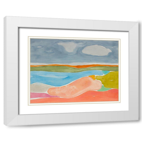 Luminous Coastline II White Modern Wood Framed Art Print with Double Matting by Delamater, Rob