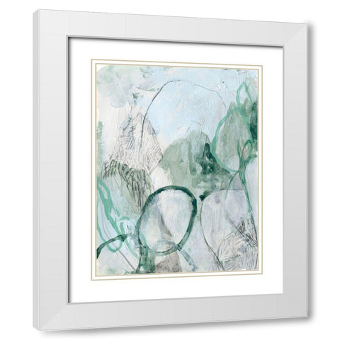 Verdigris Fresco I White Modern Wood Framed Art Print with Double Matting by Vess, June Erica