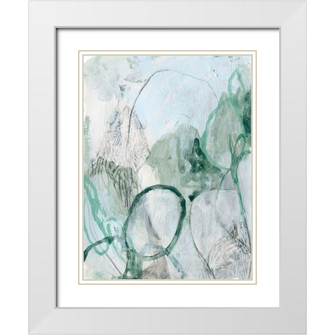 Verdigris Fresco I White Modern Wood Framed Art Print with Double Matting by Vess, June Erica