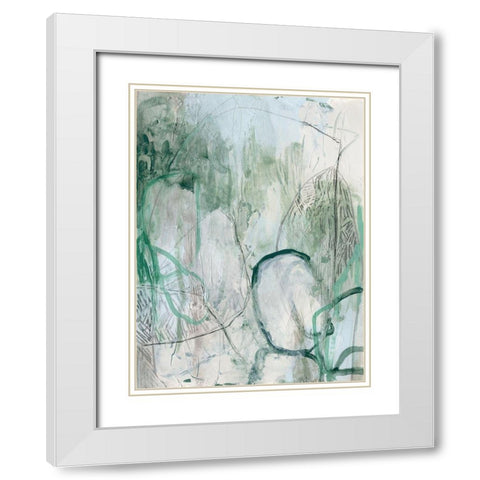 Verdigris Fresco II White Modern Wood Framed Art Print with Double Matting by Vess, June Erica