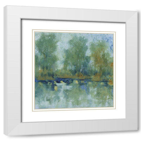 Pond Reflection II White Modern Wood Framed Art Print with Double Matting by OToole, Tim