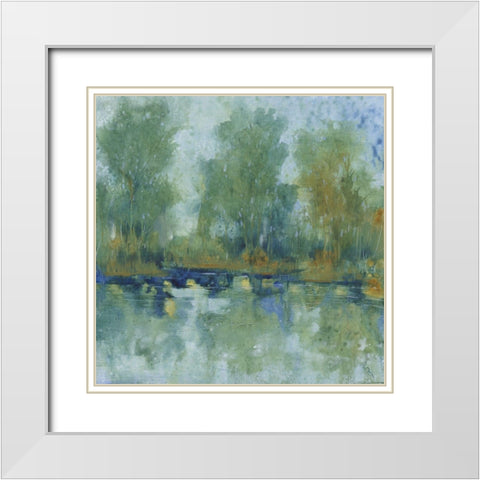 Pond Reflection II White Modern Wood Framed Art Print with Double Matting by OToole, Tim
