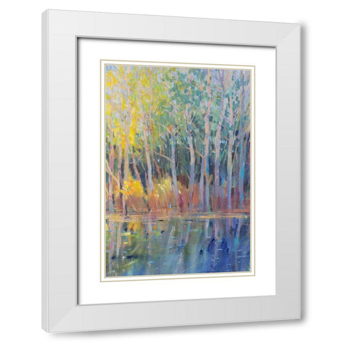 Reflected Trees I White Modern Wood Framed Art Print with Double Matting by OToole, Tim