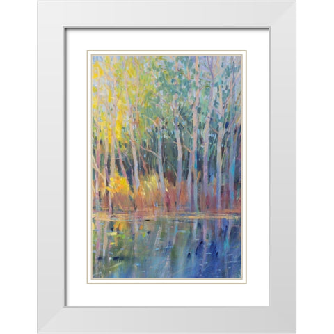 Reflected Trees I White Modern Wood Framed Art Print with Double Matting by OToole, Tim