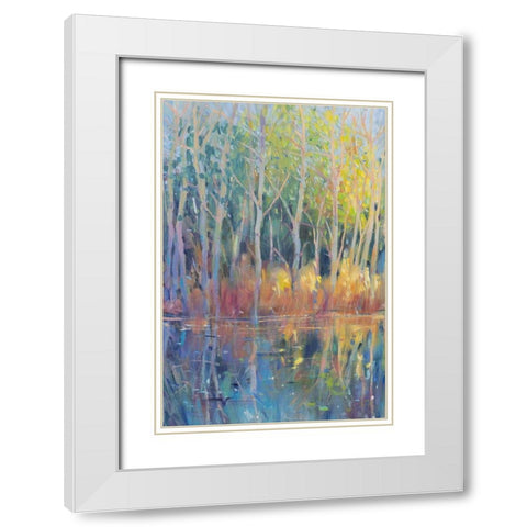 Reflected Trees II White Modern Wood Framed Art Print with Double Matting by OToole, Tim