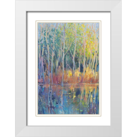 Reflected Trees II White Modern Wood Framed Art Print with Double Matting by OToole, Tim