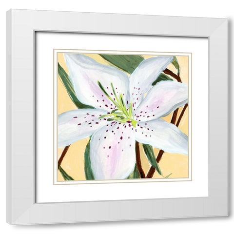 White Lily II White Modern Wood Framed Art Print with Double Matting by Warren, Annie