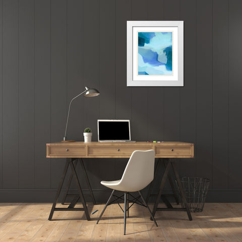 Lapis Pools I White Modern Wood Framed Art Print with Double Matting by Popp, Grace