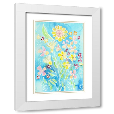Snappy Floral I White Modern Wood Framed Art Print with Double Matting by Moore, Regina