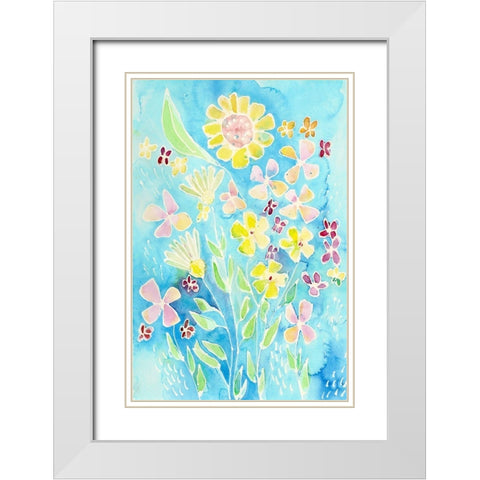 Snappy Floral I White Modern Wood Framed Art Print with Double Matting by Moore, Regina