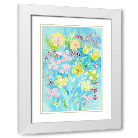Snappy Floral II White Modern Wood Framed Art Print with Double Matting by Moore, Regina