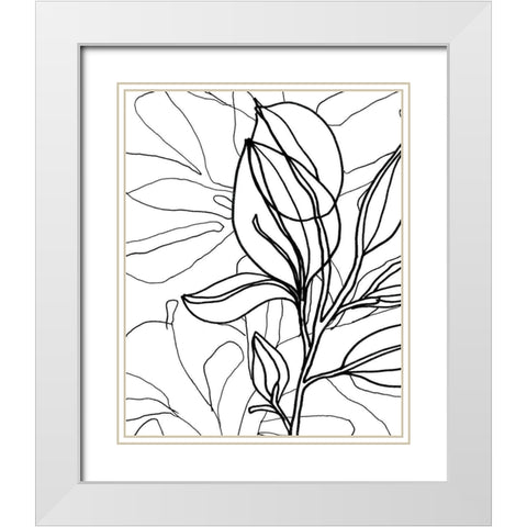 Tropical Lines I White Modern Wood Framed Art Print with Double Matting by Vess, June Erica