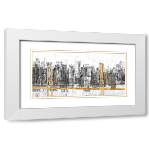 Golden Bridge Panorama White Modern Wood Framed Art Print with Double Matting by Goldberger, Jennifer