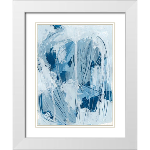 Blue Falls II White Modern Wood Framed Art Print with Double Matting by Vess, June Erica