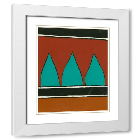 Rust and Teal Patterns II White Modern Wood Framed Art Print with Double Matting by Moore, Regina
