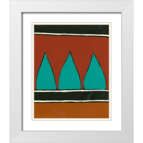 Rust and Teal Patterns II White Modern Wood Framed Art Print with Double Matting by Moore, Regina