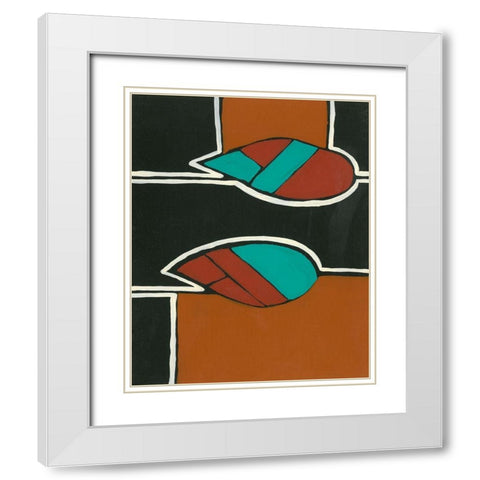 Rust and Teal Patterns VI White Modern Wood Framed Art Print with Double Matting by Moore, Regina