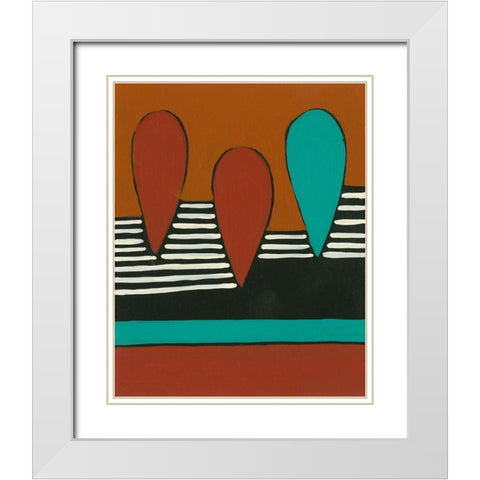 Rust and Teal Patterns X White Modern Wood Framed Art Print with Double Matting by Moore, Regina