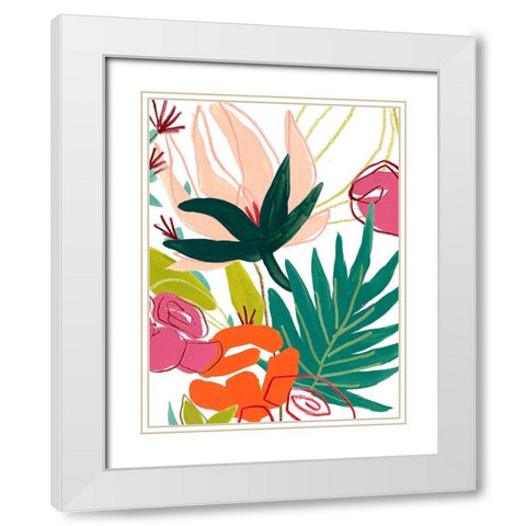 Tropical Confetti I White Modern Wood Framed Art Print with Double Matting by Vess, June Erica