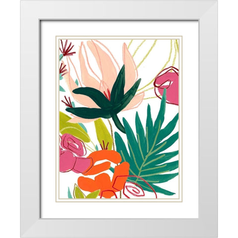 Tropical Confetti I White Modern Wood Framed Art Print with Double Matting by Vess, June Erica