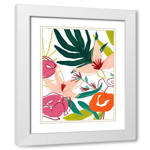 Tropical Confetti II White Modern Wood Framed Art Print with Double Matting by Vess, June Erica
