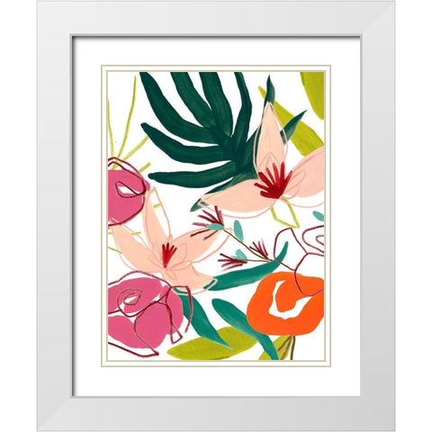 Tropical Confetti II White Modern Wood Framed Art Print with Double Matting by Vess, June Erica