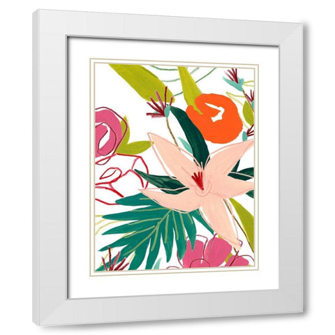 Tropical Confetti IV White Modern Wood Framed Art Print with Double Matting by Vess, June Erica