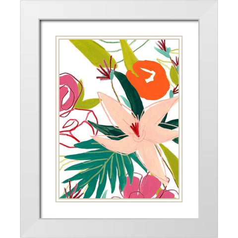 Tropical Confetti IV White Modern Wood Framed Art Print with Double Matting by Vess, June Erica