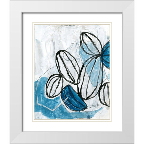 Blue Lanterns I White Modern Wood Framed Art Print with Double Matting by Vess, June Erica