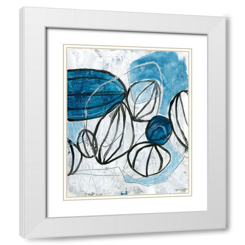 Blue Lanterns II White Modern Wood Framed Art Print with Double Matting by Vess, June Erica