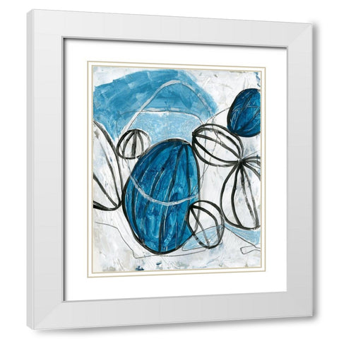 Blue Lanterns III White Modern Wood Framed Art Print with Double Matting by Vess, June Erica