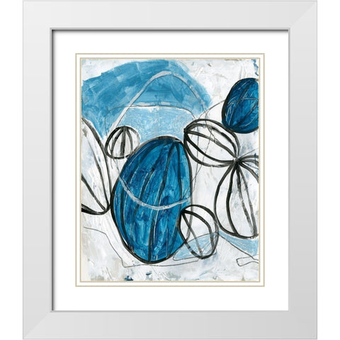 Blue Lanterns III White Modern Wood Framed Art Print with Double Matting by Vess, June Erica