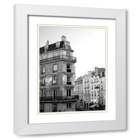 Parisian Stroll I White Modern Wood Framed Art Print with Double Matting by Chandler, Sharon