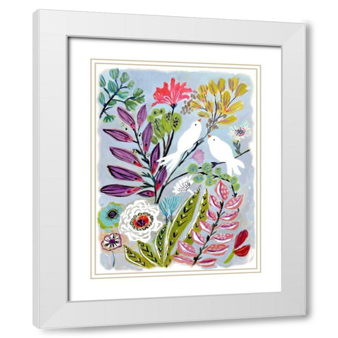 Bird Love II White Modern Wood Framed Art Print with Double Matting by Fields, Karen
