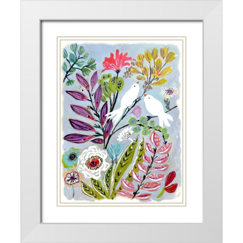 Bird Love II White Modern Wood Framed Art Print with Double Matting by Fields, Karen