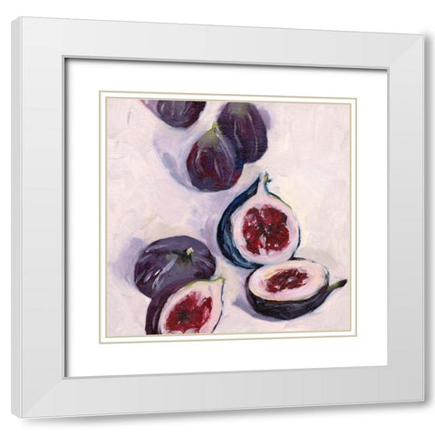 Figs in Oil I White Modern Wood Framed Art Print with Double Matting by Wang, Melissa