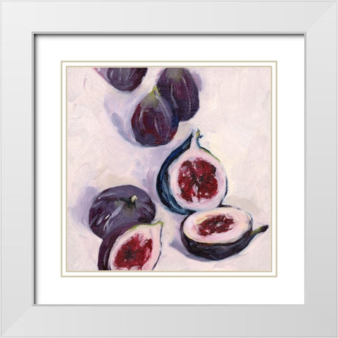 Figs in Oil I White Modern Wood Framed Art Print with Double Matting by Wang, Melissa