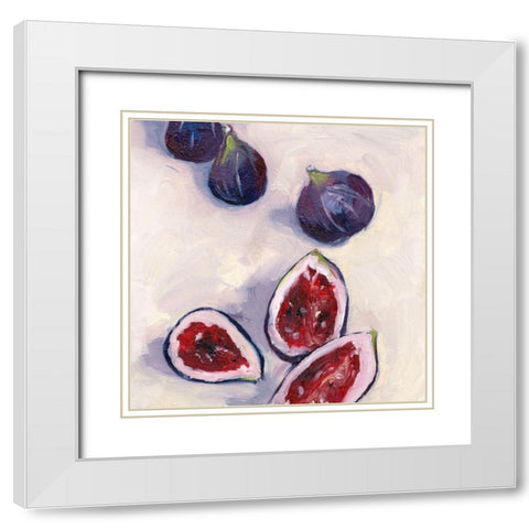 Figs in Oil II White Modern Wood Framed Art Print with Double Matting by Wang, Melissa