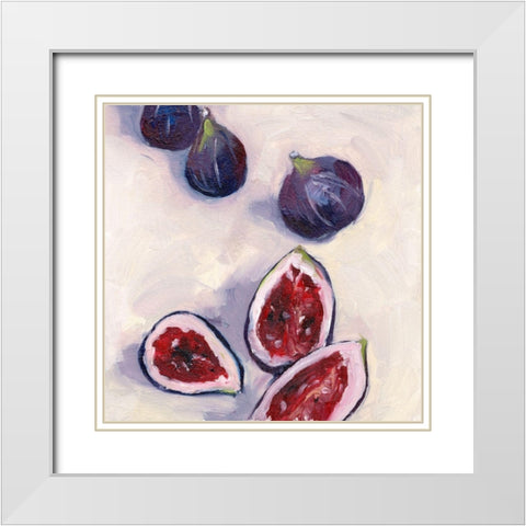 Figs in Oil II White Modern Wood Framed Art Print with Double Matting by Wang, Melissa