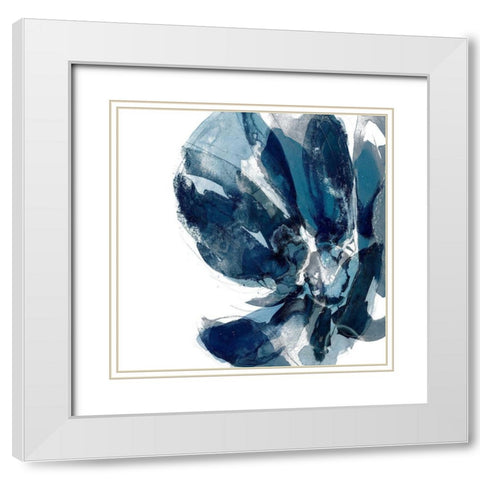 Blue Exclusion I White Modern Wood Framed Art Print with Double Matting by Goldberger, Jennifer