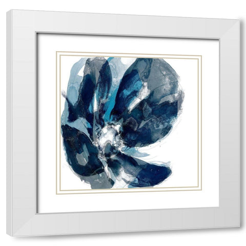 Blue Exclusion II White Modern Wood Framed Art Print with Double Matting by Goldberger, Jennifer