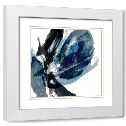 Blue Exclusion III White Modern Wood Framed Art Print with Double Matting by Goldberger, Jennifer