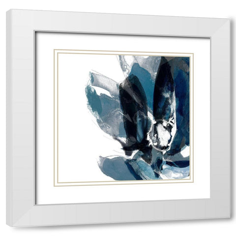 Blue Exclusion IV White Modern Wood Framed Art Print with Double Matting by Goldberger, Jennifer