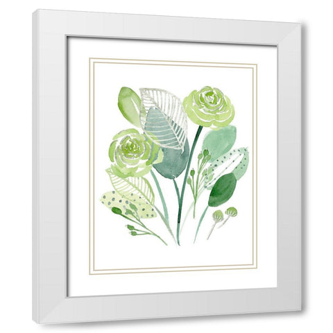 Green Portrait II White Modern Wood Framed Art Print with Double Matting by Wang, Melissa