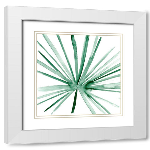 Palm I White Modern Wood Framed Art Print with Double Matting by Wang, Melissa