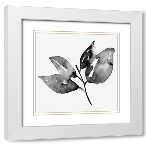 Feuille I White Modern Wood Framed Art Print with Double Matting by Wang, Melissa