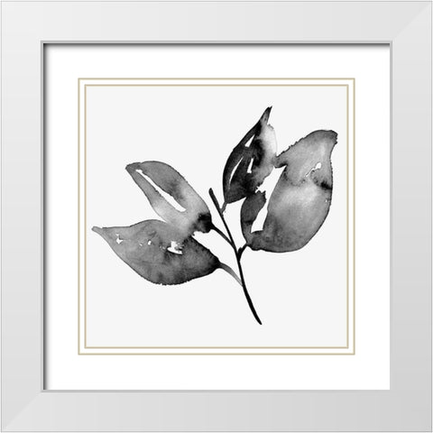 Feuille I White Modern Wood Framed Art Print with Double Matting by Wang, Melissa